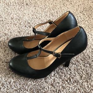 Black t-strap heels